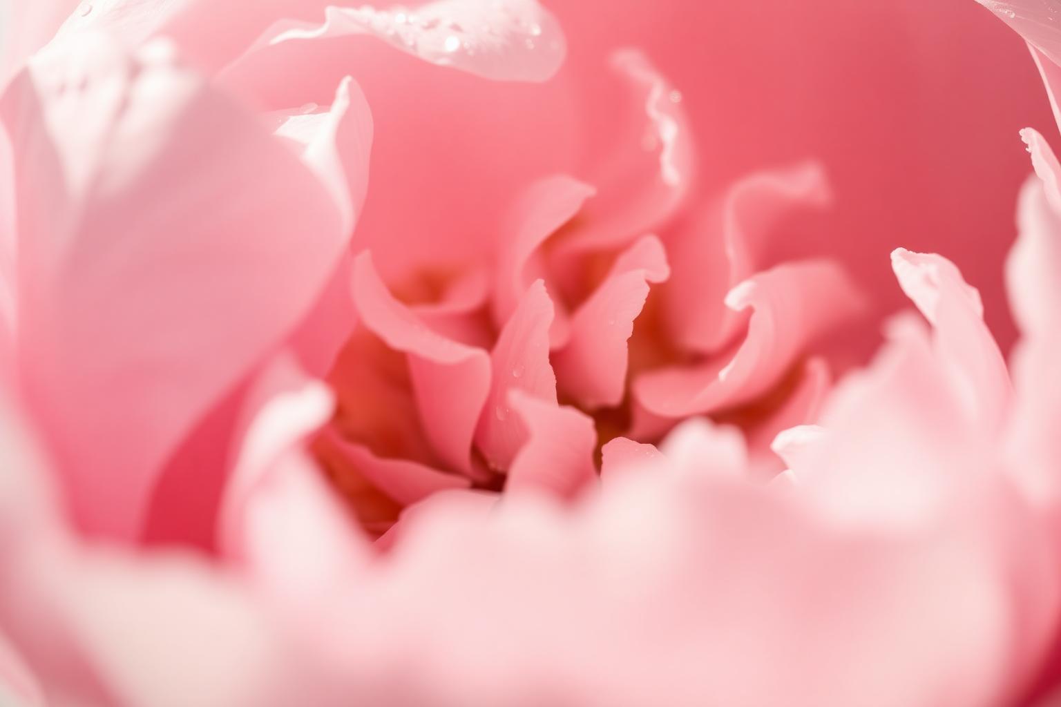 The heart of a pink rose in close-up, petals unfolding